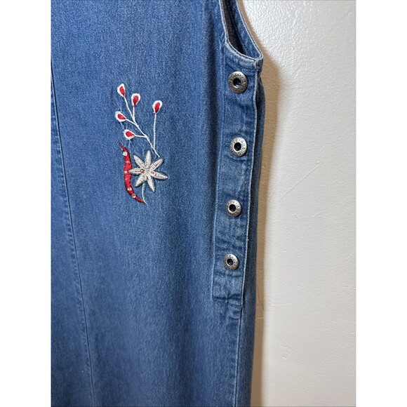 Agapo Jean Jumper Dress with Floral Embroidery Women's Size Medium - Picture 4 of 12